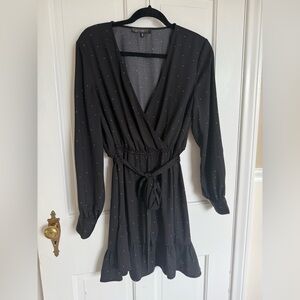 Dynamite Black Polka Dot Long Sleeve Dress